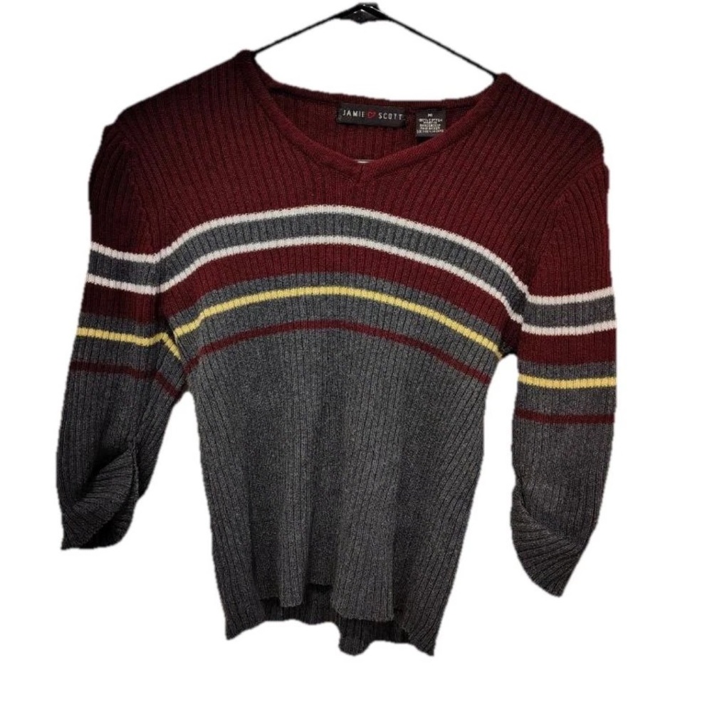 90’s Striped Fitted Indie Grunge Sweater Womens M Crew Neck Cotton